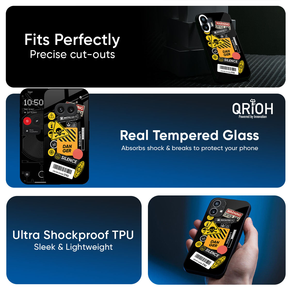 Danger Signs Glass Case for Nothing Phone 3a