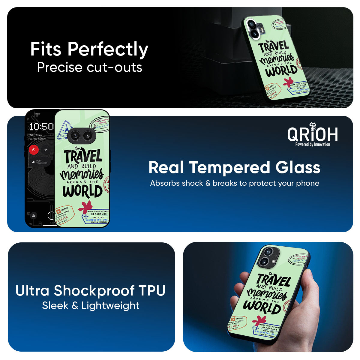 Travel Stamps Glass Case for Nothing Phone 3a