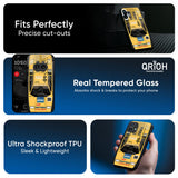 Yellow Racing Car Glass Case for Nothing Phone 4a 5G