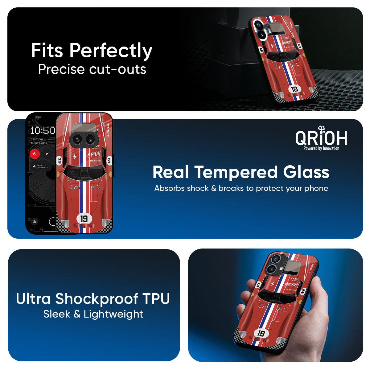 Racing Vintage Glass Case for Nothing Phone 3a