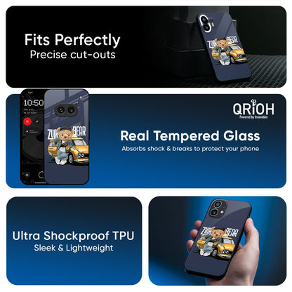 Adventurous Bear Glass Case for Nothing Phone 3a Pro