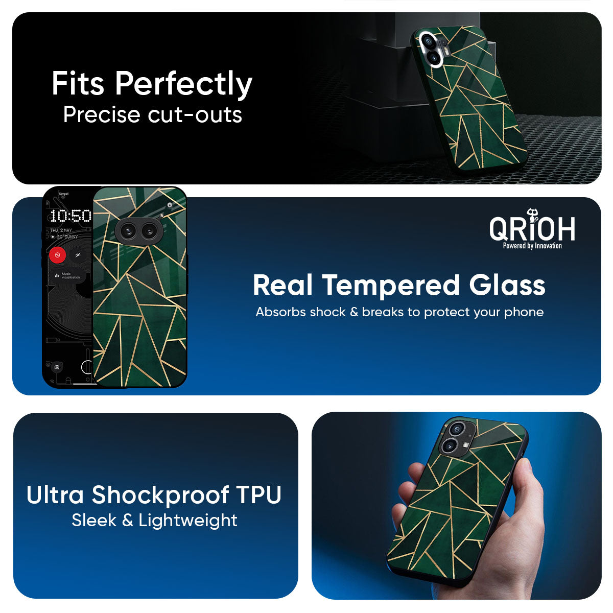 Abstract Green Glass Case For Nothing Phone 3a