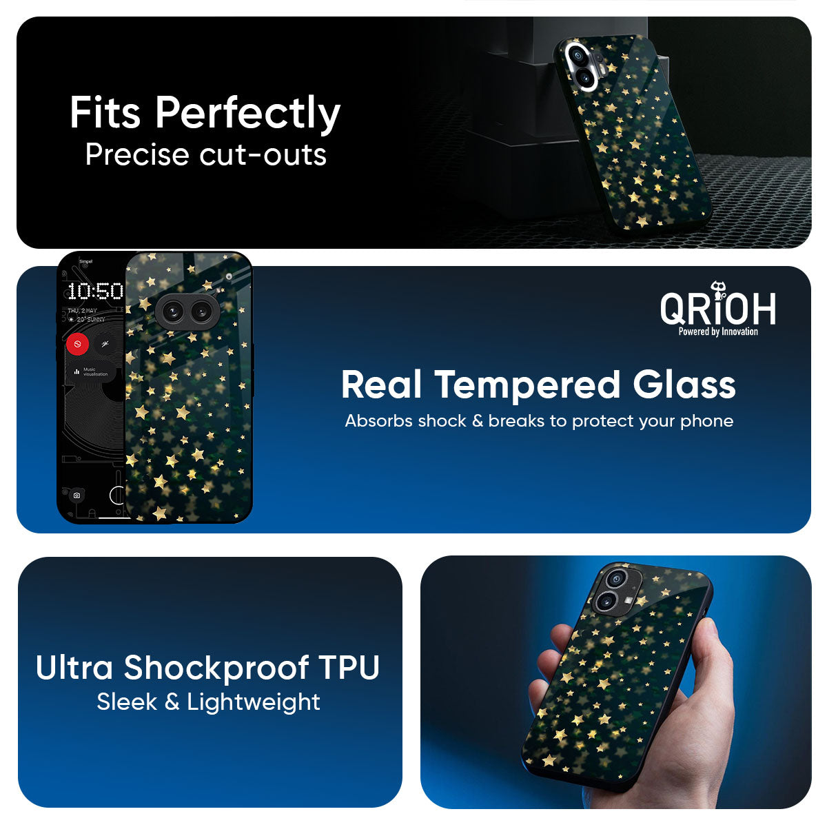 Dazzling Stars Glass Case For Nothing Phone 4a Pro 5G