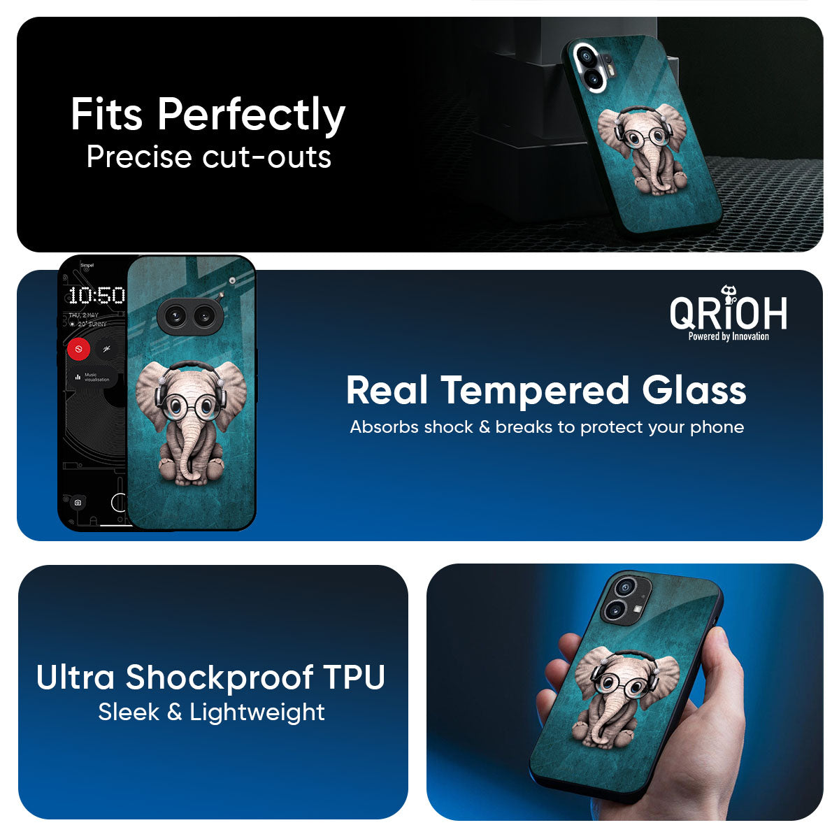 Adorable Baby Elephant Glass Case For Nothing Phone 3a