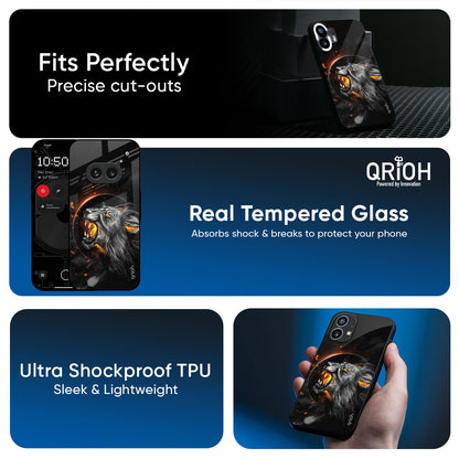 Aggressive Lion Glass Case for Nothing Phone 4a 5G