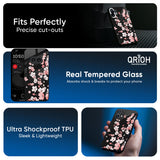 Black Cherry Blossom Glass Case for Nothing Phone 3a Pro