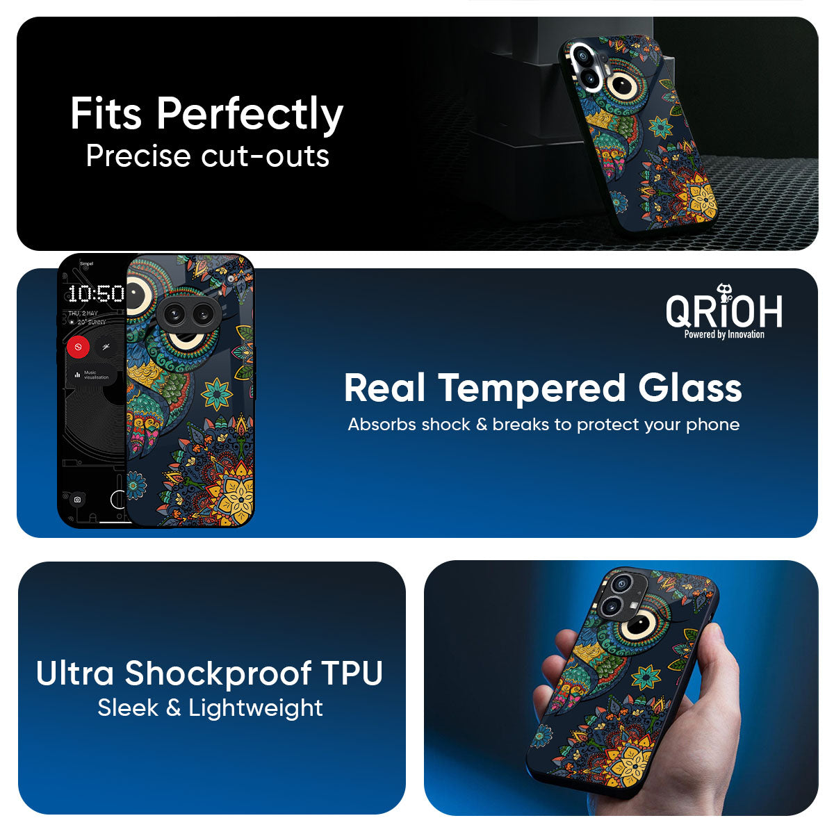 Owl Art Glass Case for Nothing Phone 4a Pro 5G