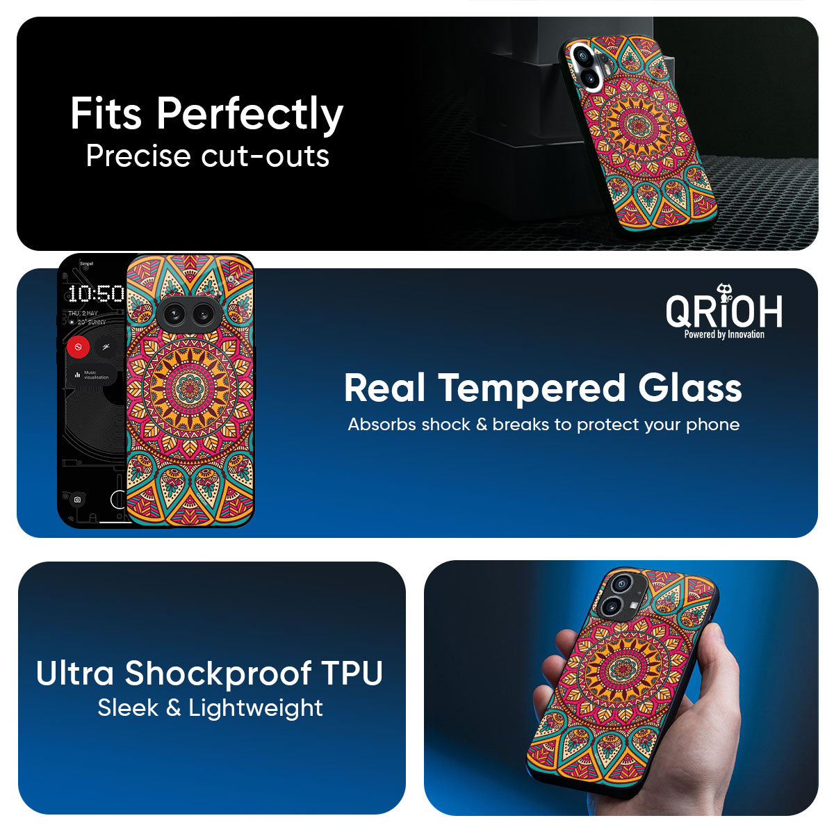 Elegant Mandala Glass Case for Nothing Phone 3a