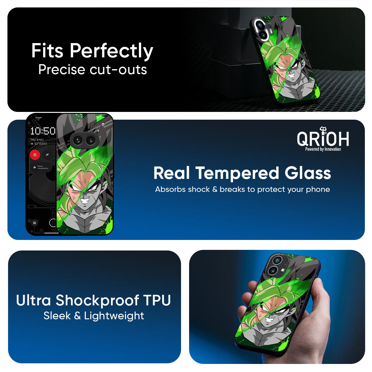 Anime Green Splash Glass Case for Nothing Phone 3a