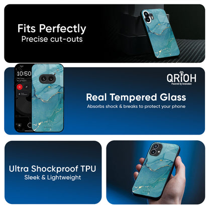 Blue Golden Glitter Glass Case for Nothing Phone 3a