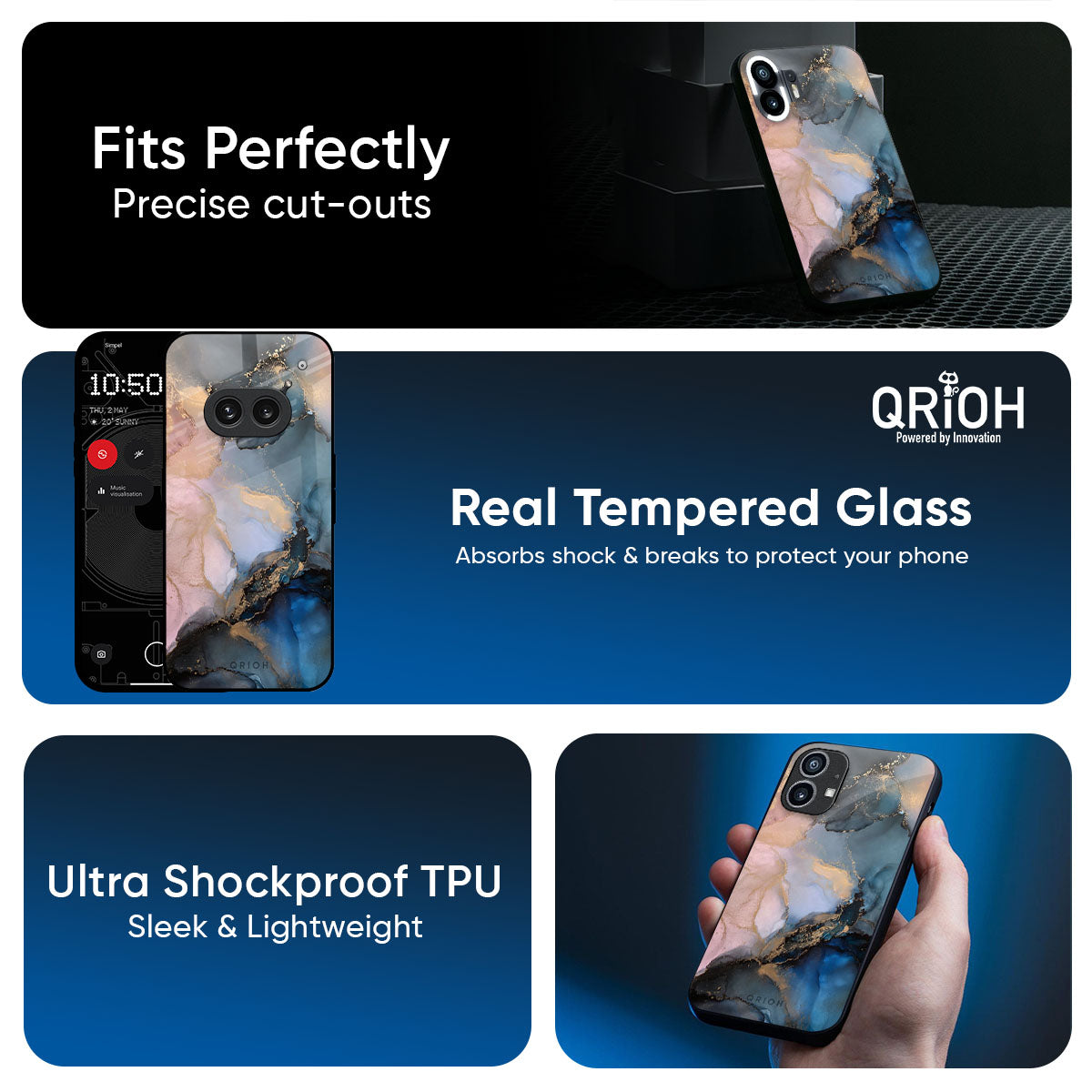 Marble Ink Abstract Glass Case for Nothing CMF Phone 2 Pro