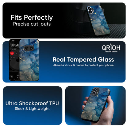 Blue Cool Marble Glass Case for Nothing Phone 4a 5G