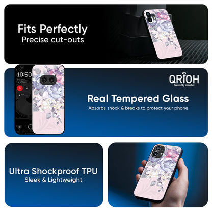 Elegant Floral Glass Case for Nothing Phone 3a