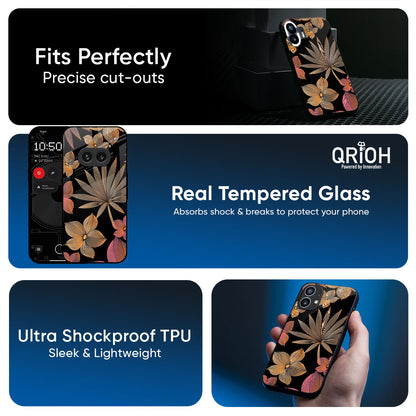 Lines Pattern Flowers Glass Case for Nothing Phone 4a 5G