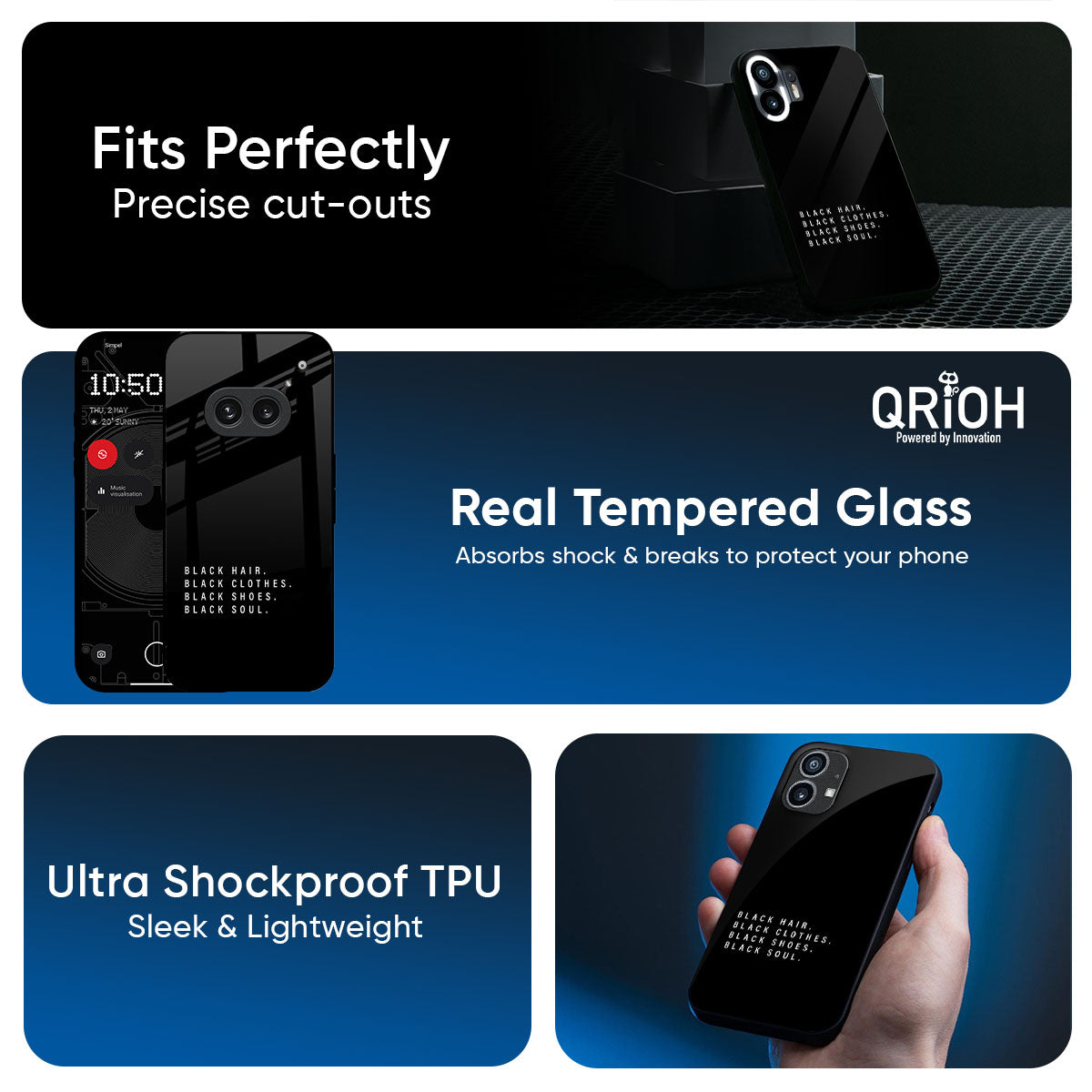 Black Soul Glass Case for Nothing Phone 3a