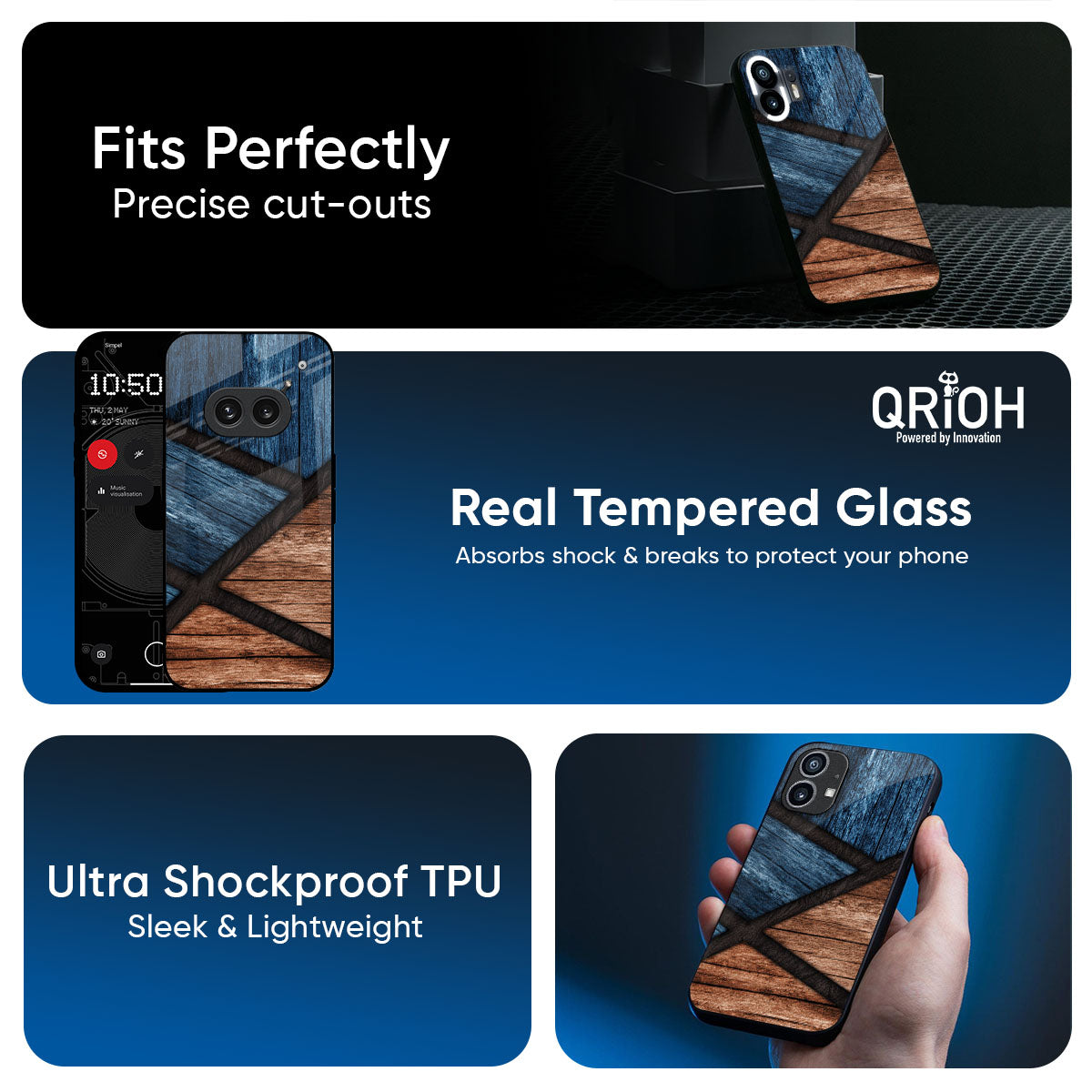 Wooden Tiles Glass Case for Nothing Phone 3a