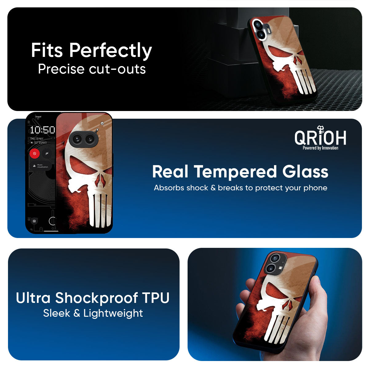 Red Skull Glass Case for Nothing Phone 3a Pro