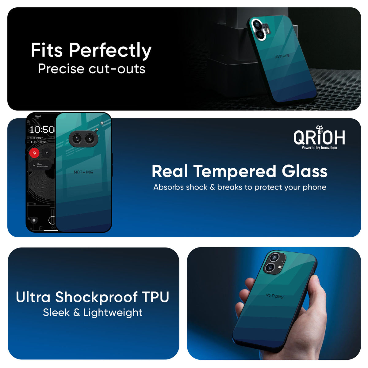 Green Triangle Pattern Glass Case for Nothing Phone 3a