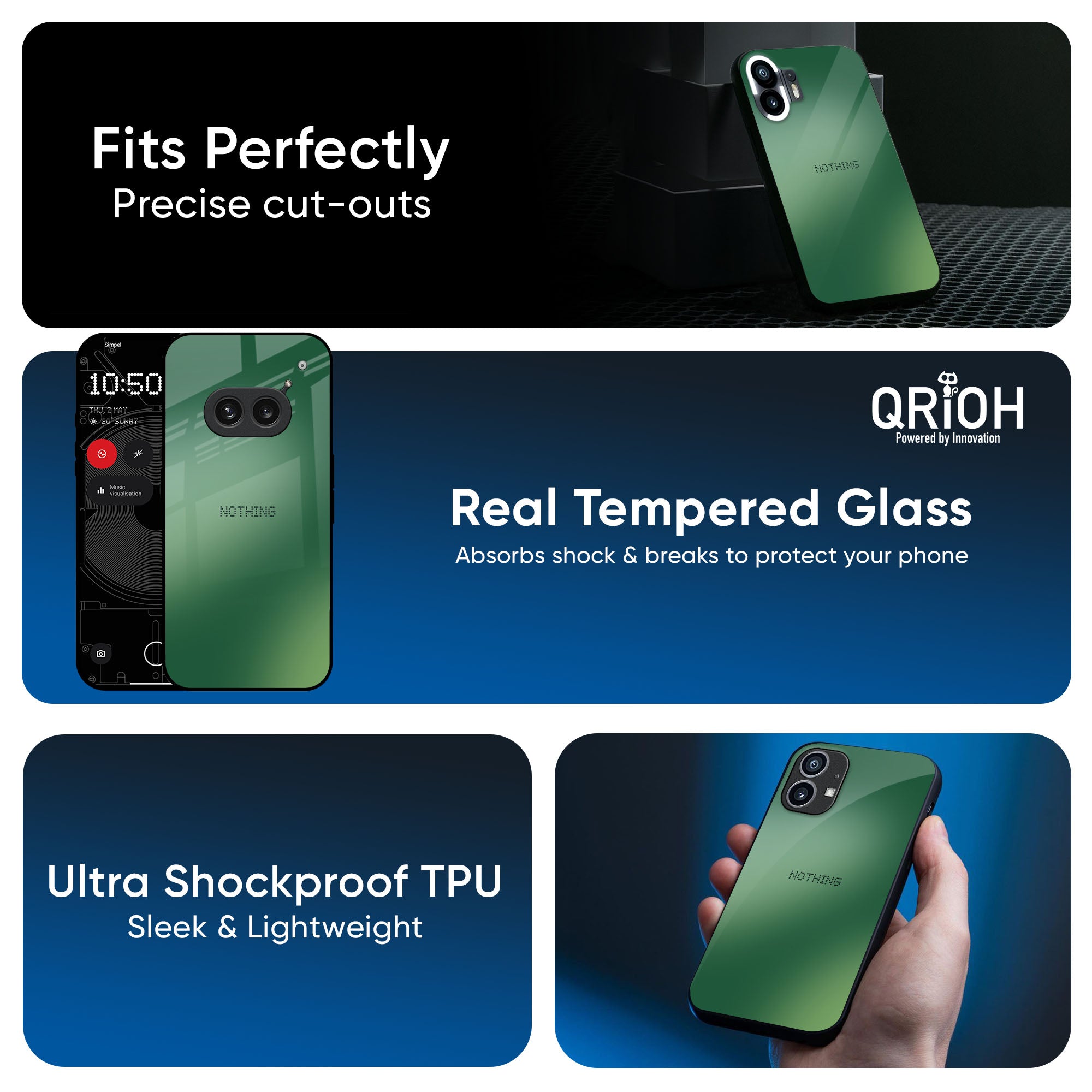Green Grunge Texture Glass Case for Nothing Phone 3a Pro