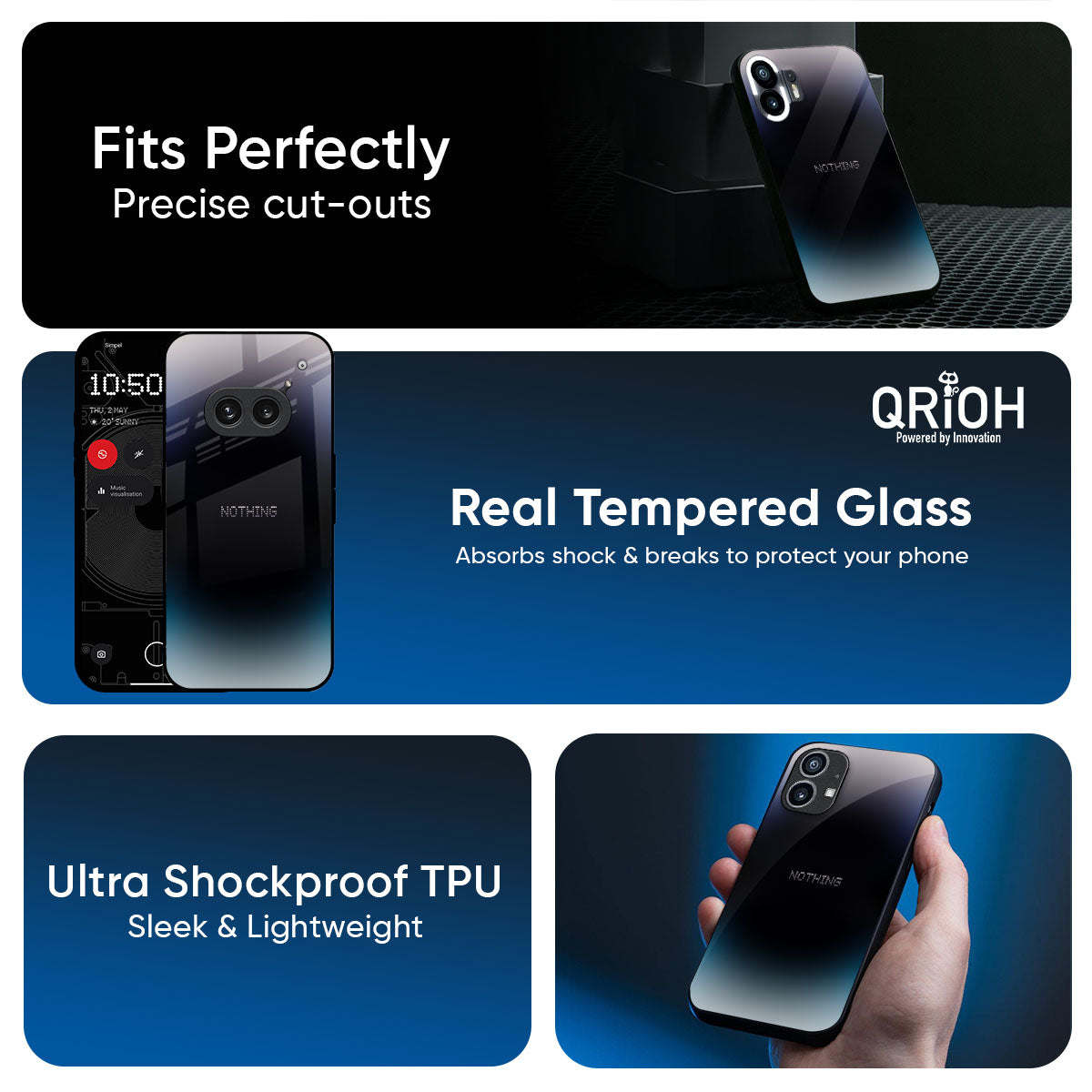 Black Obsidian Glass Case for Nothing Phone 4a 5G