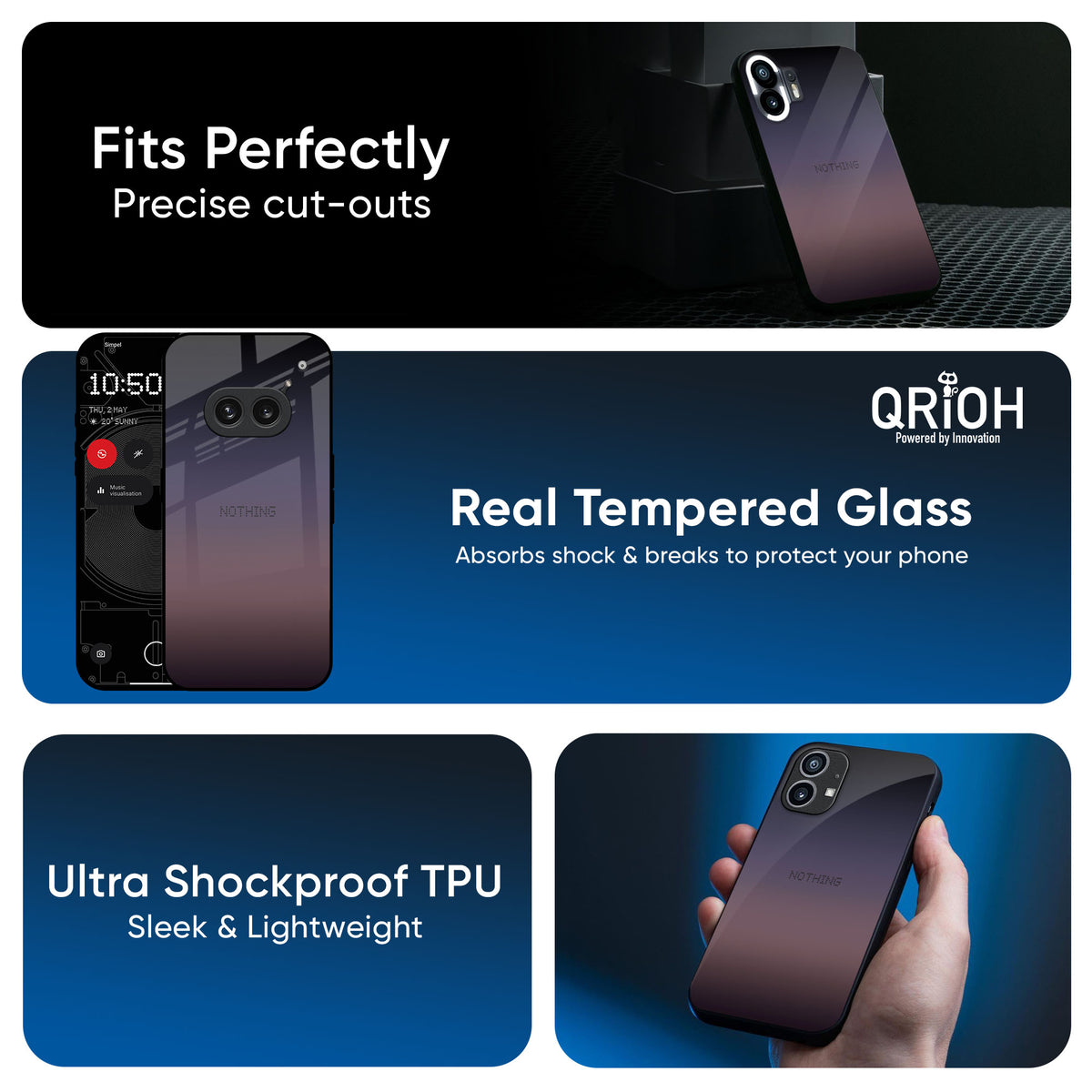 Grey Ombre Glass Case for Nothing Phone 3a