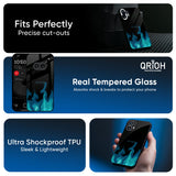 Teal Flames Glass Case for Nothing Phone 4a Pro 5G