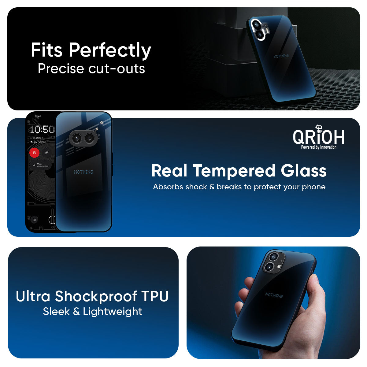 Blue Dynamic Glass Case for Nothing CMF Phone 2 Pro
