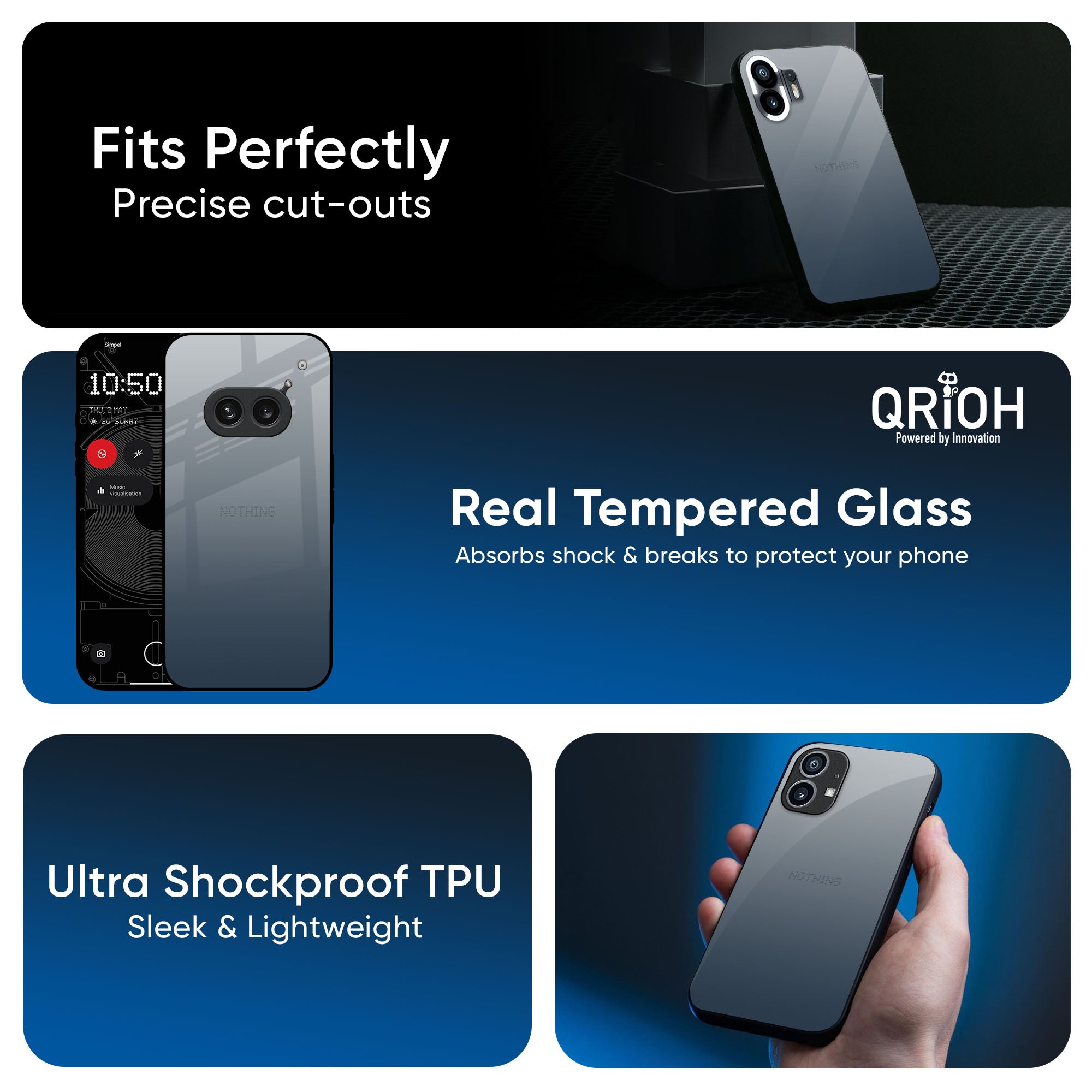 Smokey Grey Color Glass Case For Nothing CMF Phone 2 Pro