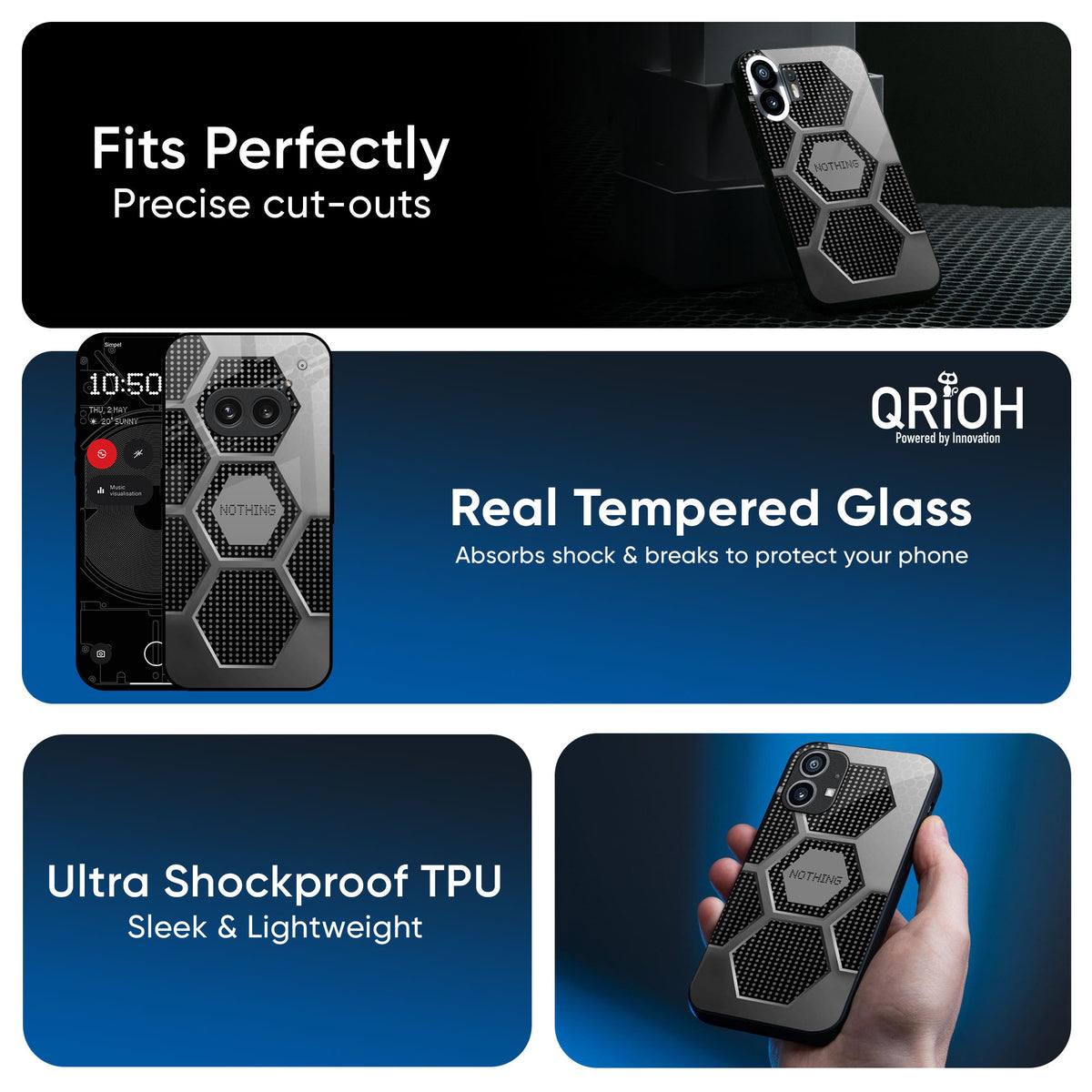 Hexagon Style Glass Case For Nothing Phone 4a 5G