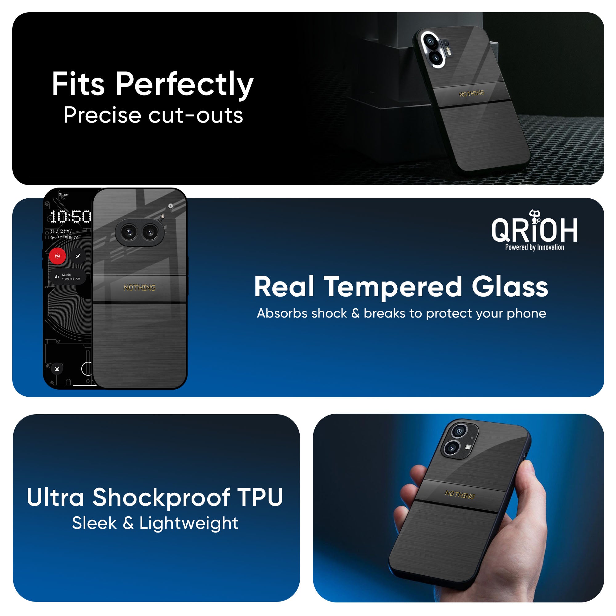 Grey Metallic Glass Case For Nothing CMF Phone 2 Pro