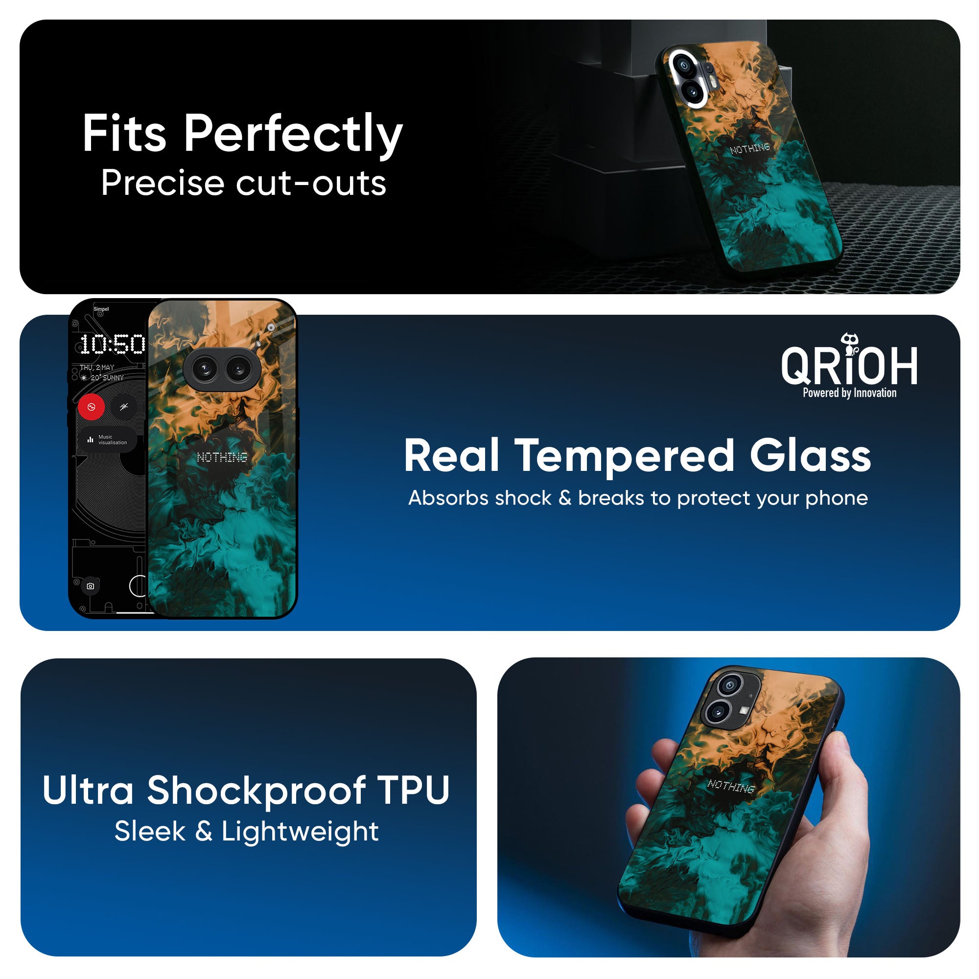 Watercolor Wave Glass Case for Nothing Phone 3a