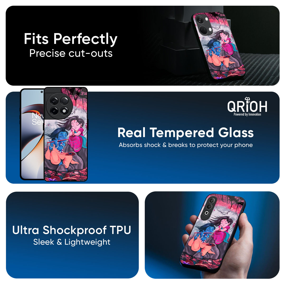 Radha Krishna Art Glass Case for OnePlus Nord 5 5G