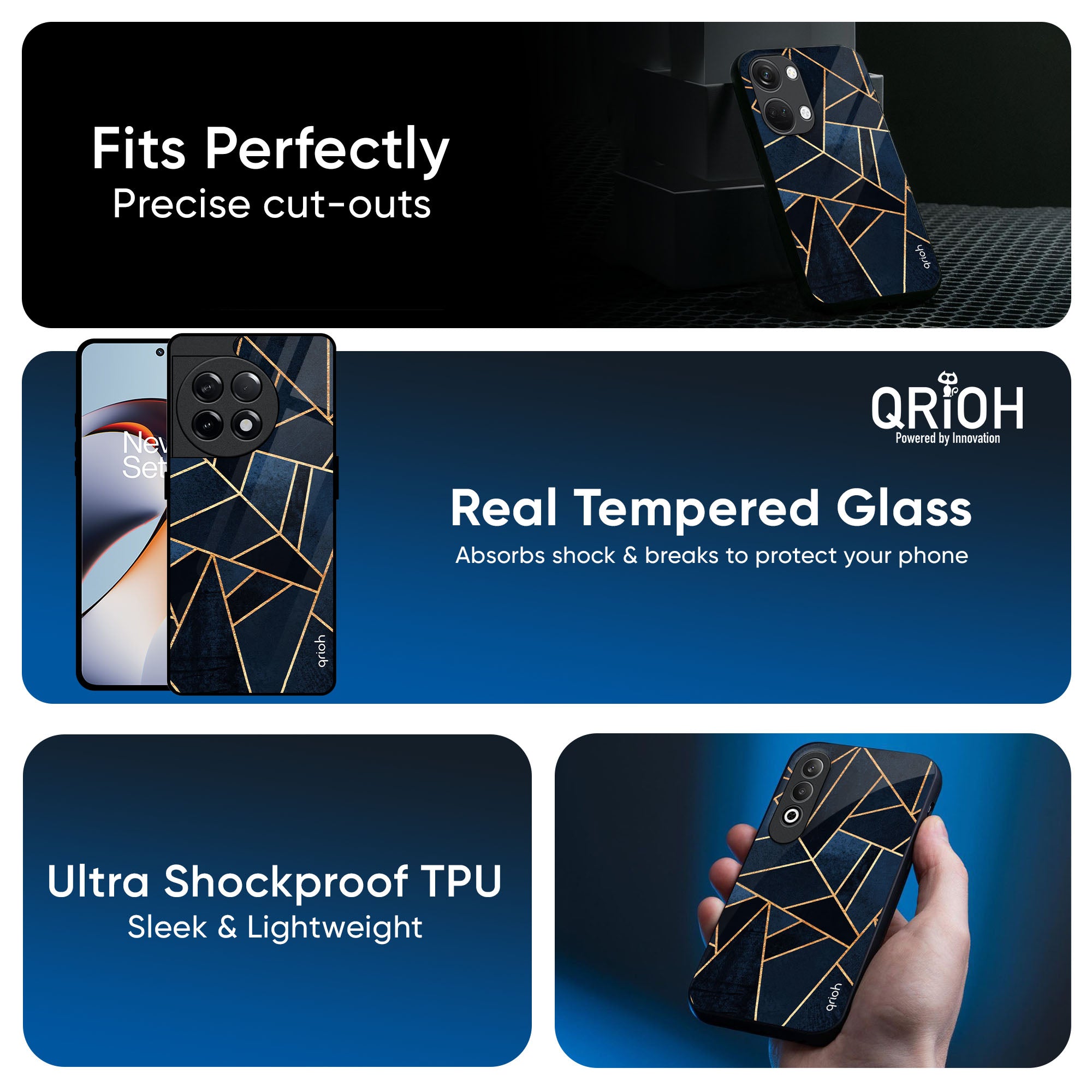 Abstract Tiles Glass Case for OnePlus 13R 5G
