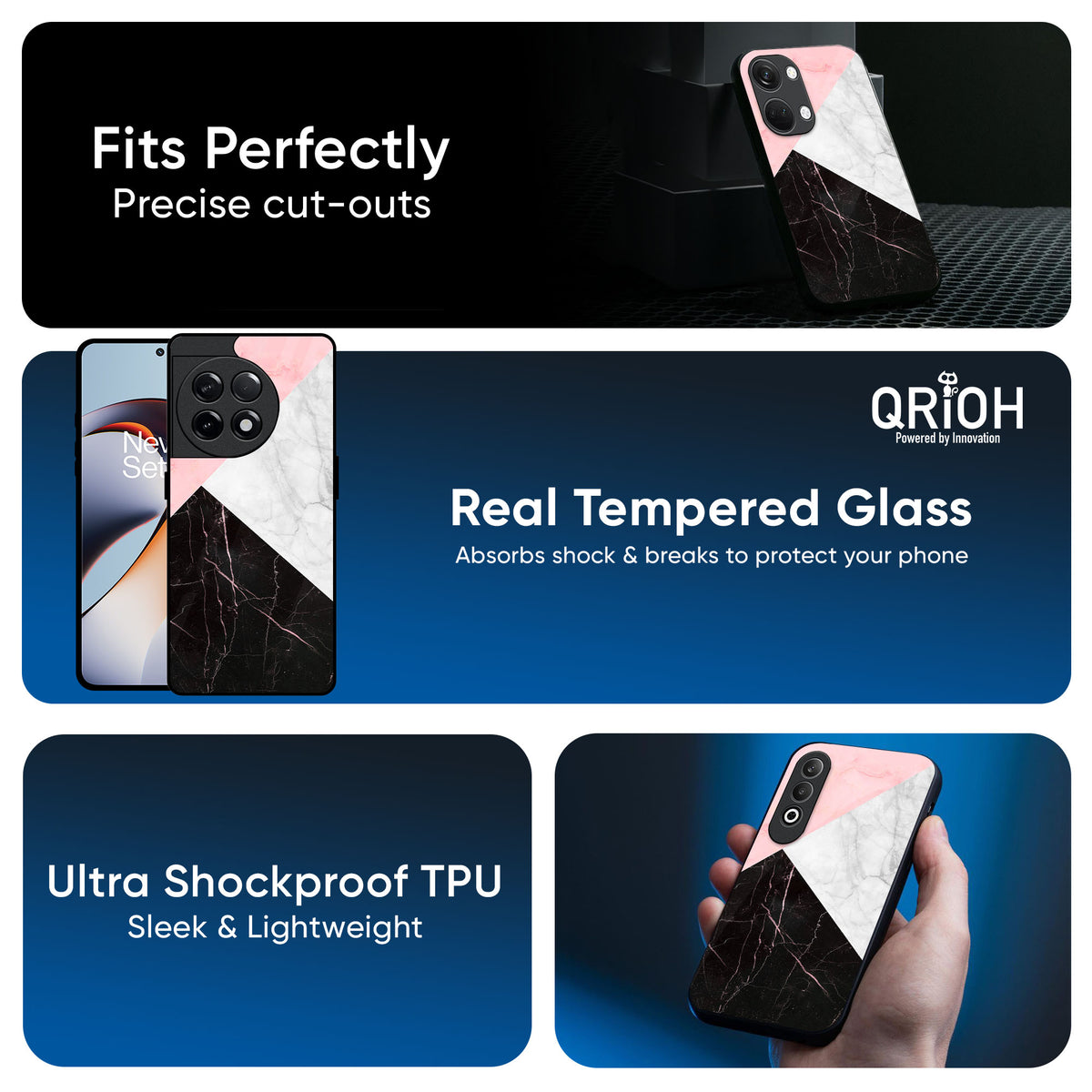 Marble Collage Art Glass Case For OnePlus 13R 5G