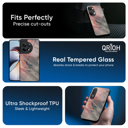 Pink And Grey Marble Glass Case For OnePlus 13R 5G