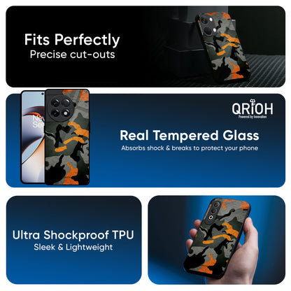Camouflage Orange Glass Case For OnePlus 13R 5G
