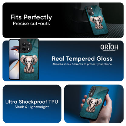 Adorable Baby Elephant Glass Case For OnePlus 13R 5G