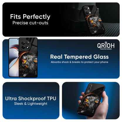 Aggressive Lion Glass Case for OnePlus Nord 5 5G