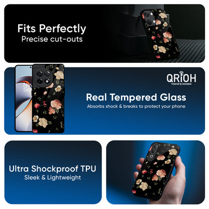 Black Spring Floral Glass Case for OnePlus 13R 5G