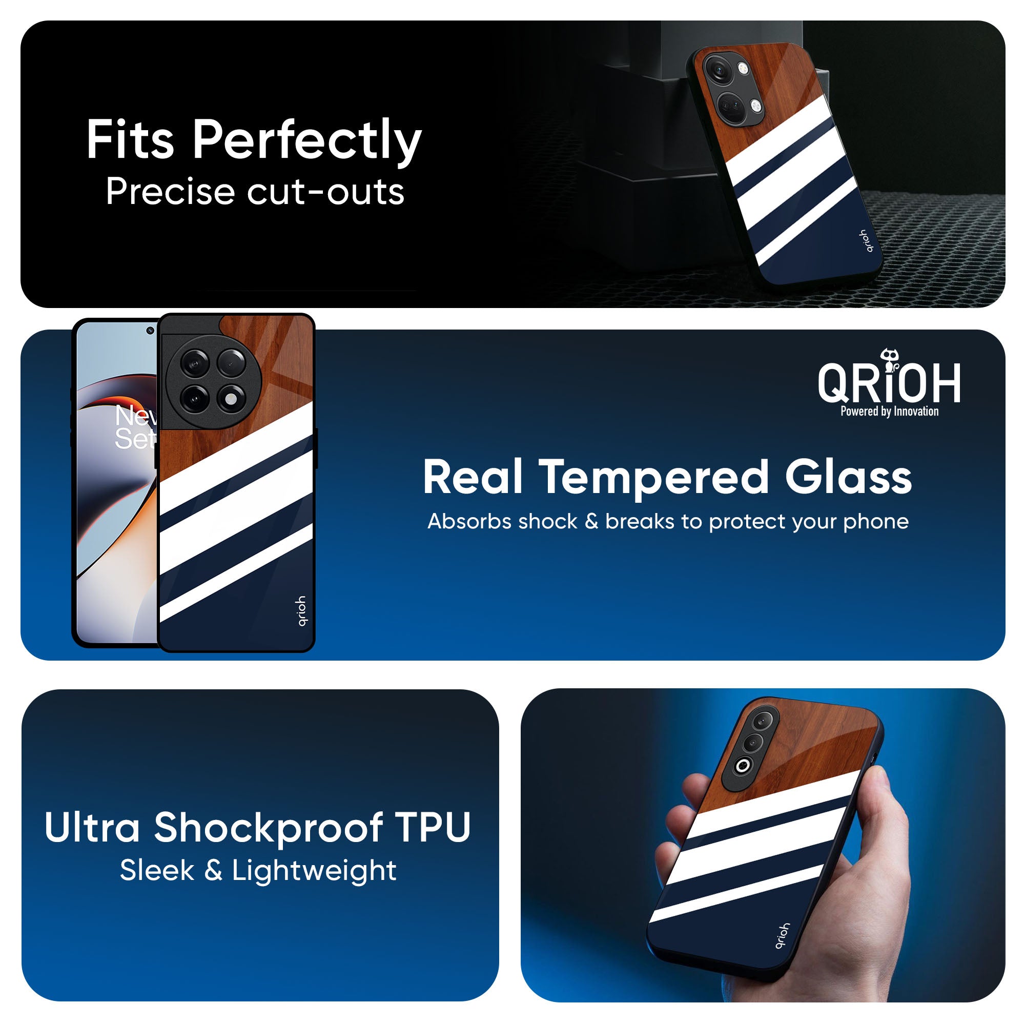 Bold Stripes Glass Case for OnePlus 13R 5G