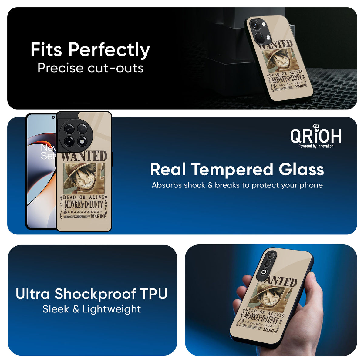 Luffy Wanted Glass Case for OnePlus Nord 5 5G