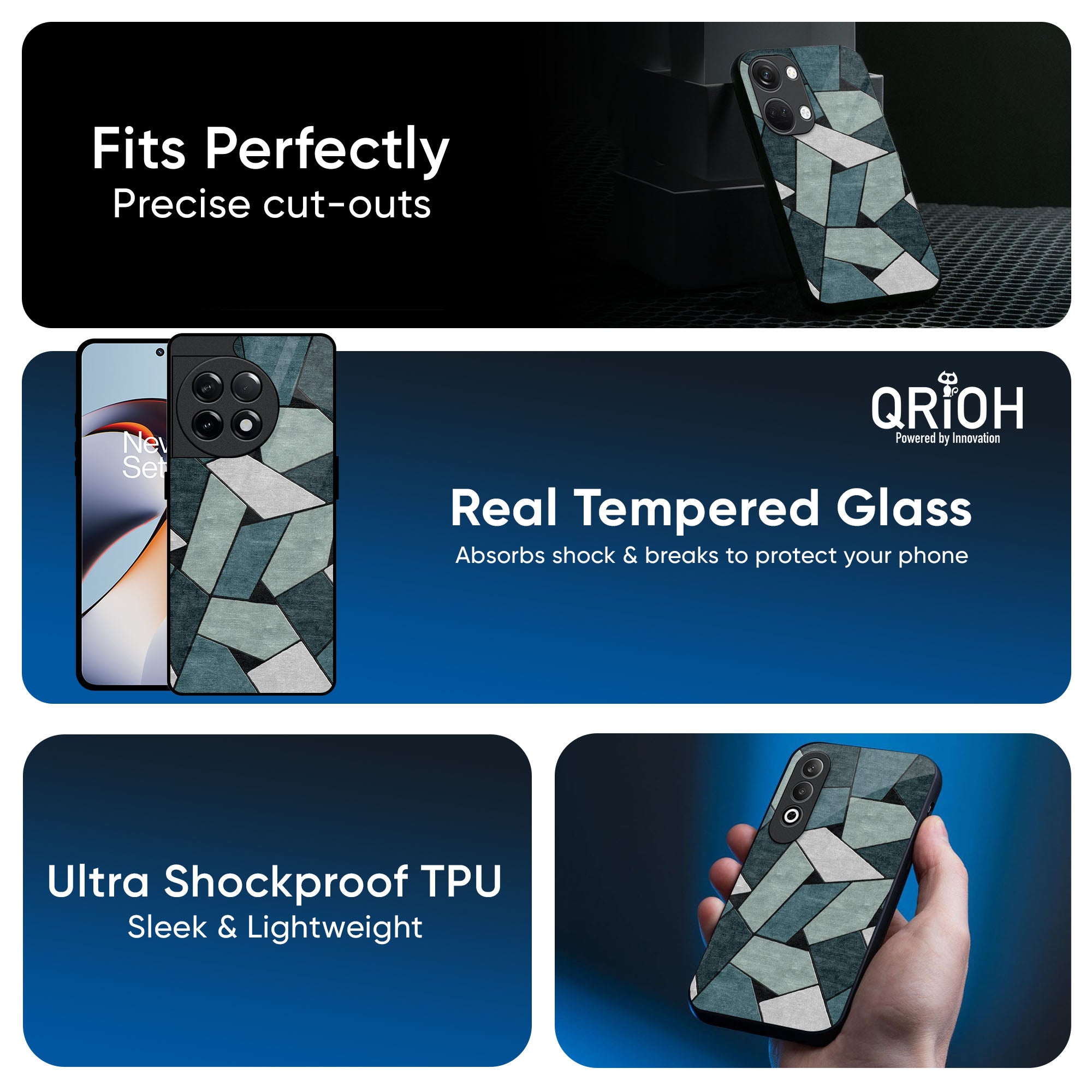 Abstact Tiles Glass Case for OnePlus 15 5G