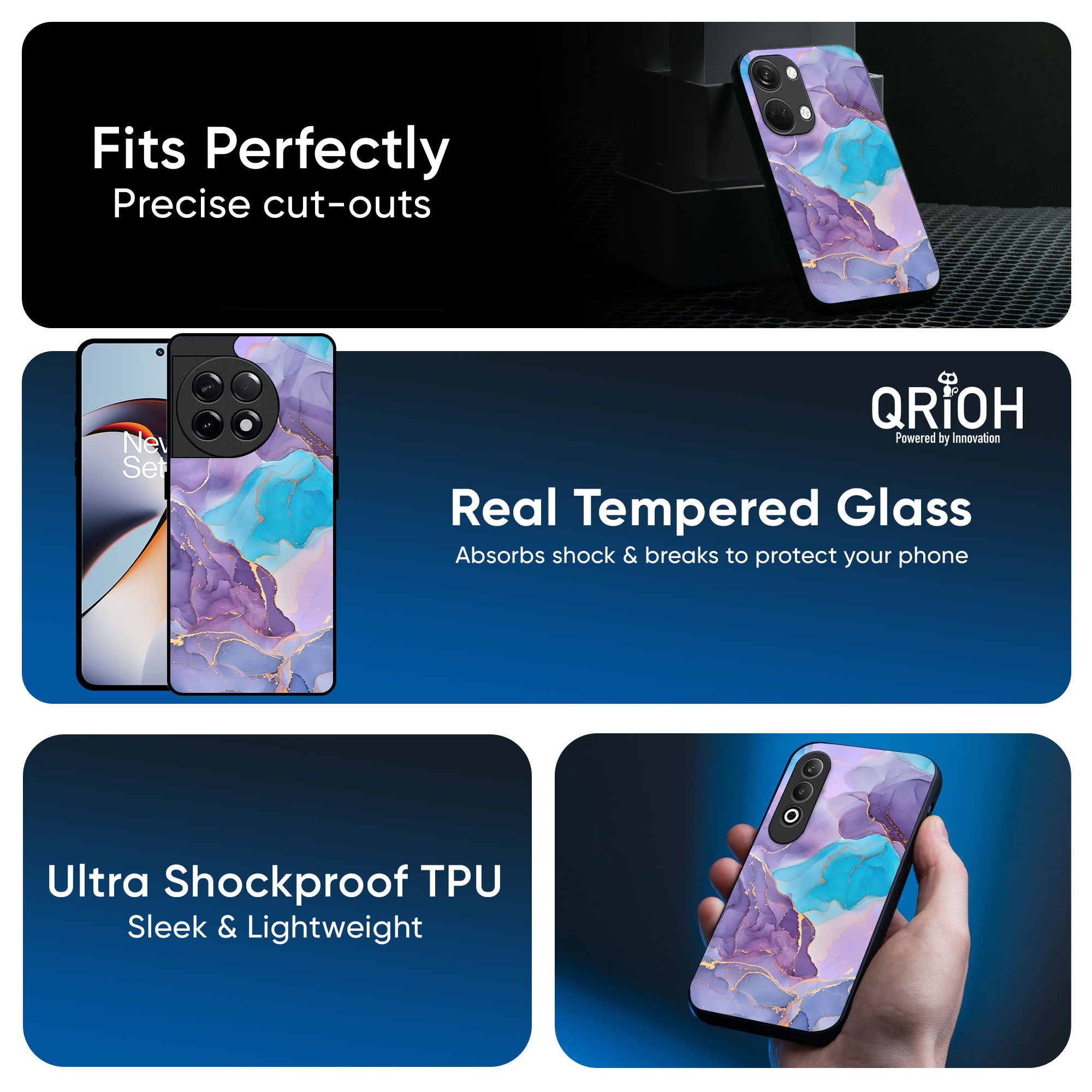 Alcohol ink Marble Glass Case for OnePlus 15R 5G