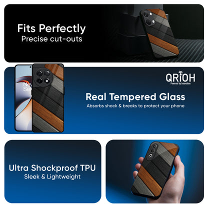 Tri Color Wood Glass Case for OnePlus 13s 5G