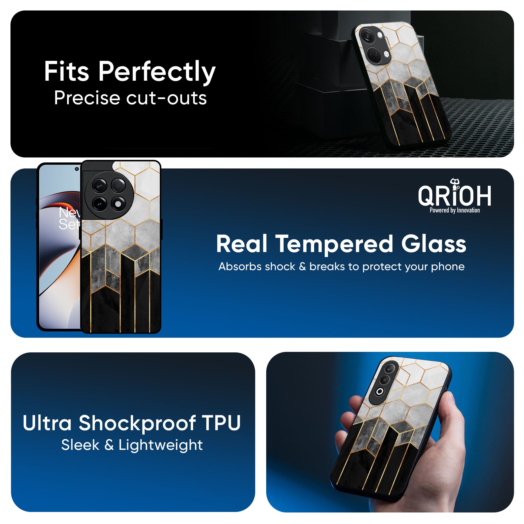 Tricolor Pattern Glass Case for OnePlus 13R 5G