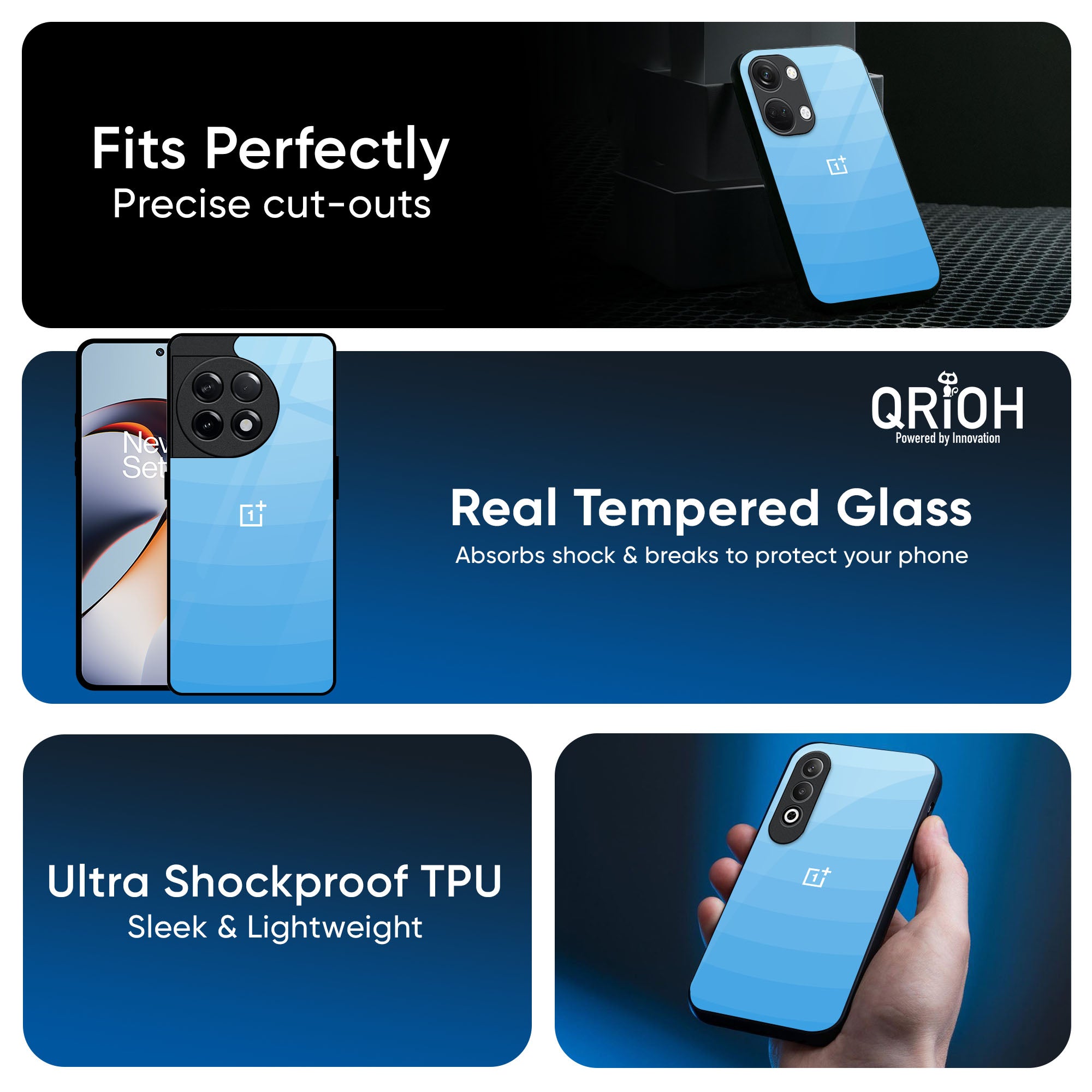 Wavy Blue Pattern Glass Case for OnePlus 13R 5G