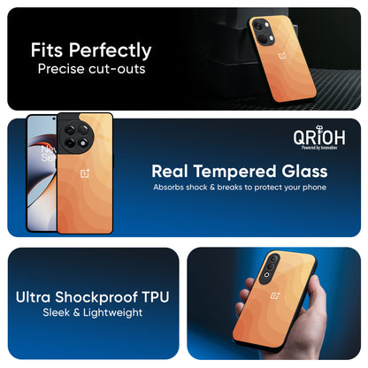 Orange Curve Pattern Glass Case for OnePlus 13R 5G