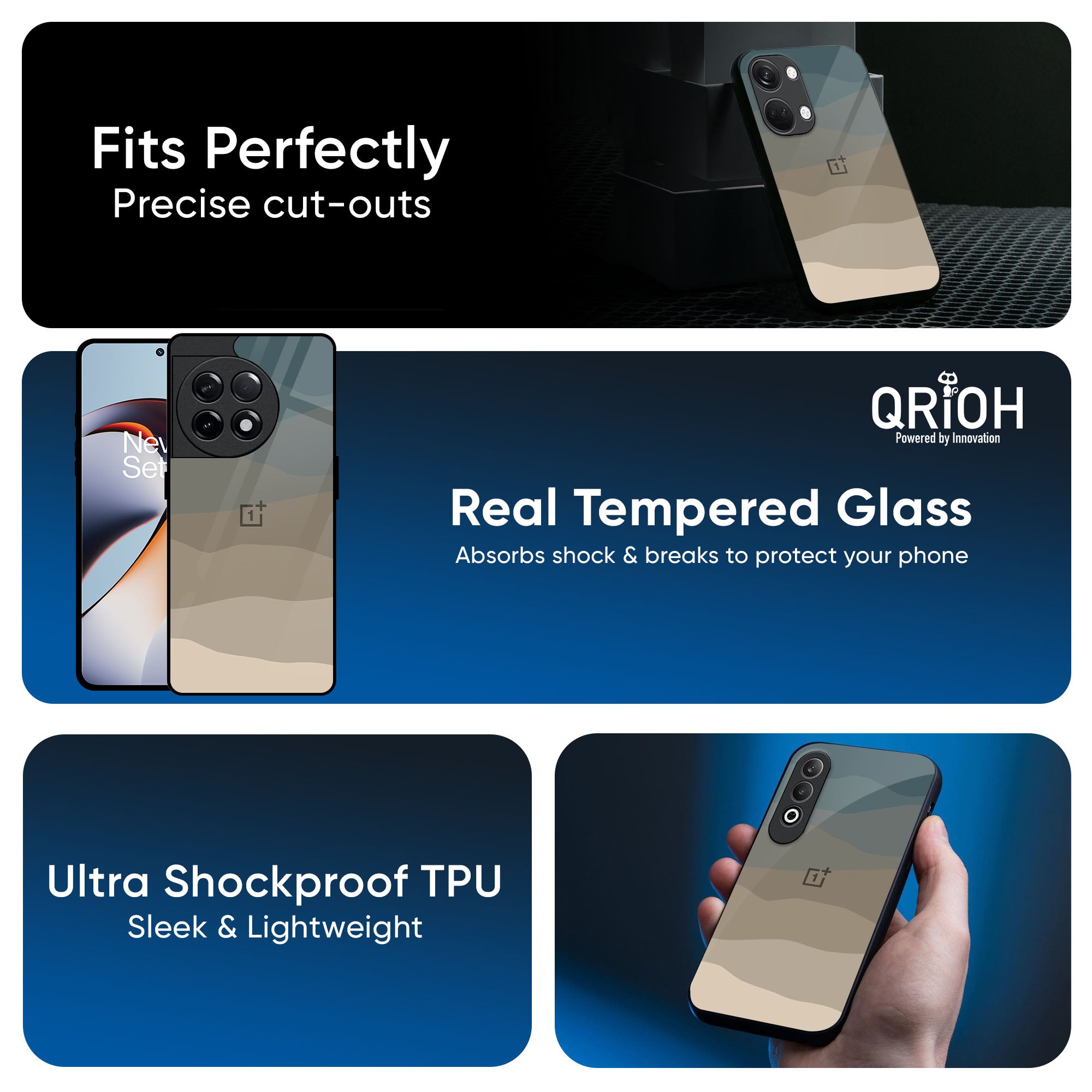 Abstract Mountain Pattern Glass Case for OnePlus 13R 5G