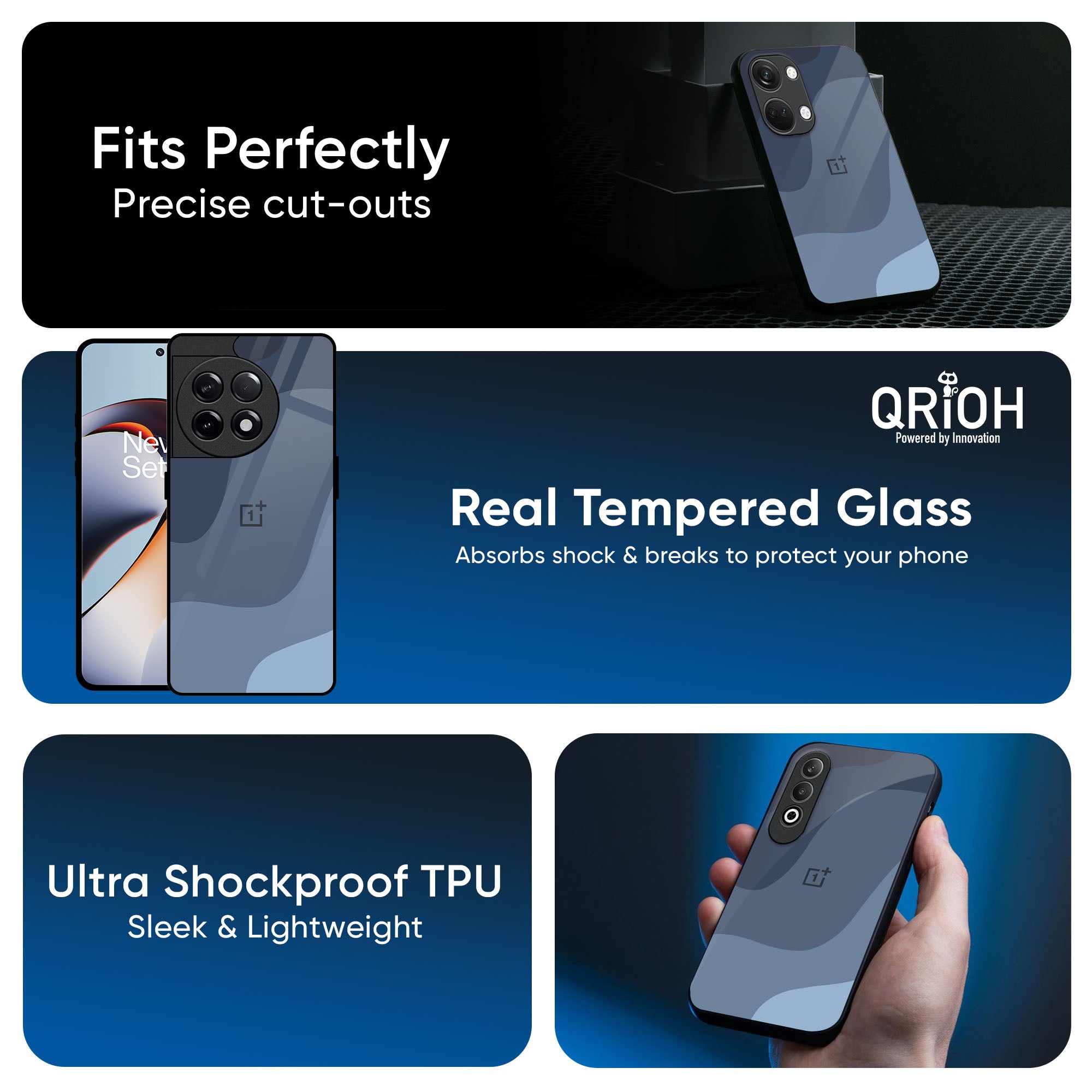 Navy Blue Ombre Glass Case for OnePlus 13T 5G