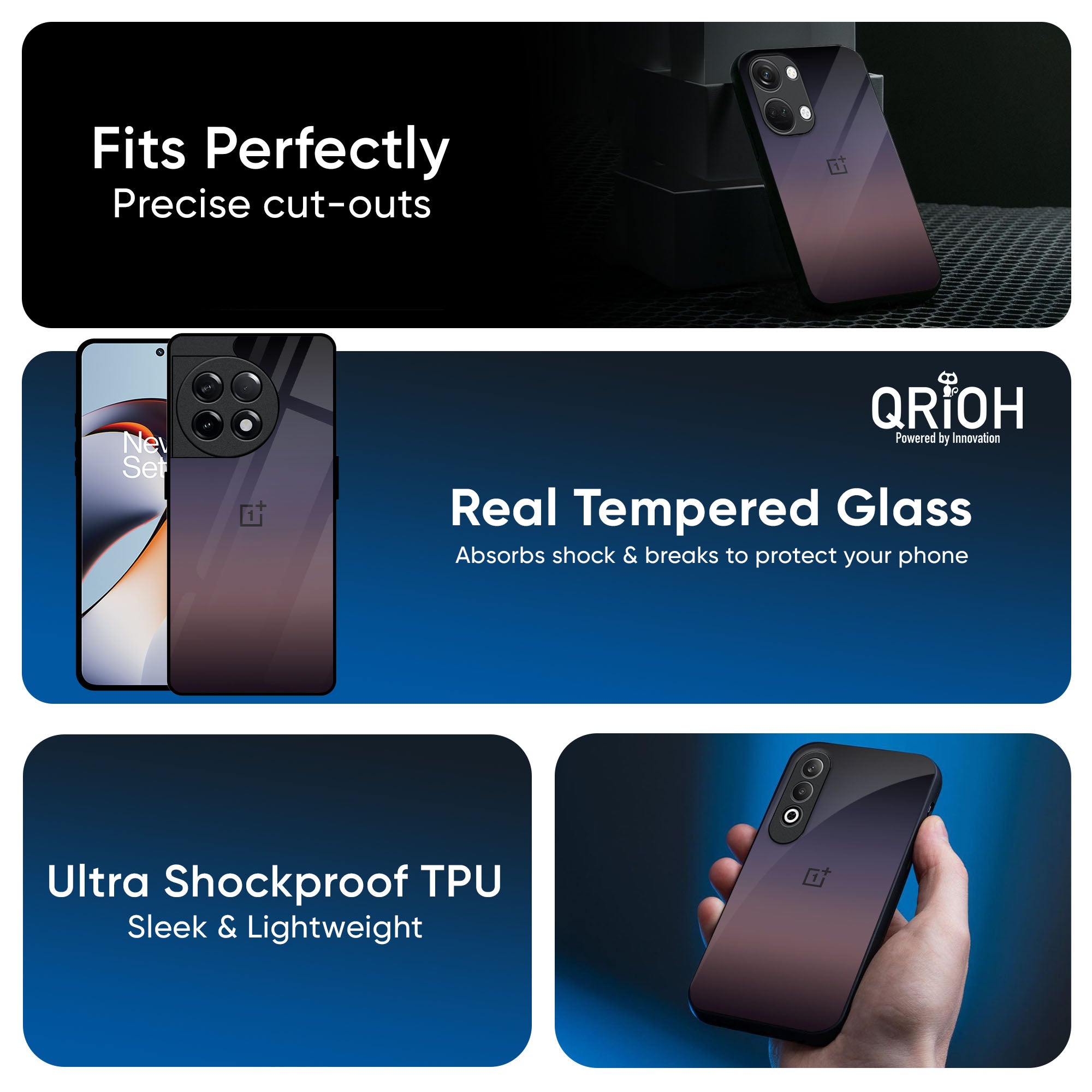 Grey Ombre Glass Case for OnePlus 15 5G